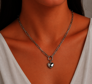 Bílé zlato náhrdelník se SRDCEM 45+3cm